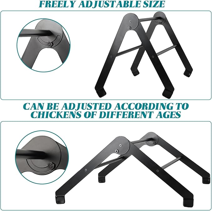 Moxweyeni 2 Pack Adjustable Chicken Perch for Coop Heavy Duty Metal Chick Roosting Bar for Brooder Training Perches for Mini Chicks Easy to Assemble and Clean