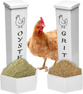 2Pack Chicken Grit Feeder, Oyster Shell Feeder with Lid, Hanging Gravity Chicken Poultry Feeders Trough, Coop Accessories Supplies