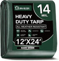 Sunvigor Tarp Waterproof 12x24Ft, Extra Thick 14 Mil Heavy Duty Tarp Cover, Tear & Fade Resistant, Outdoor Tarps with Brass Grommets and Reinforced Edges for Roof, Camping, Patio, Boat (Green)