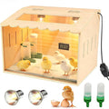 Chicken Brooder Box Kit with Adjustable Temperature Control & Embedded Thermometer - Includes 2 Heating Bulbs, 10 Absorbent Pads, Feeder, Waterer - Brooder Heater for Chicks, Quail