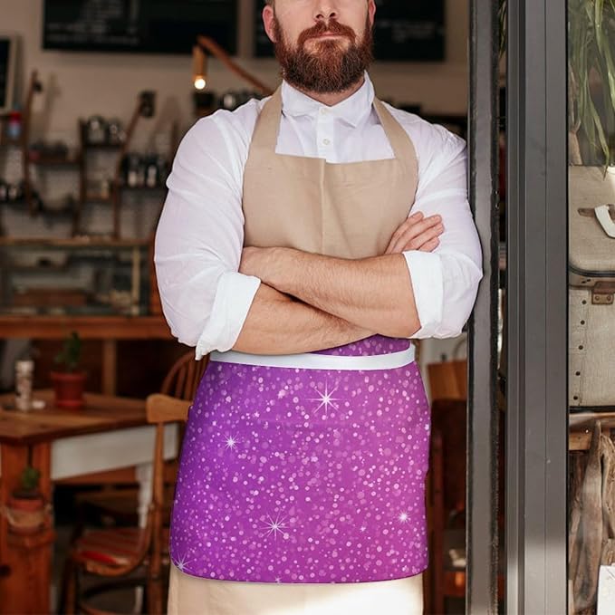 Server Apron with 3 Pockets Waist Waiter Waitress Half Apron Short Aprons