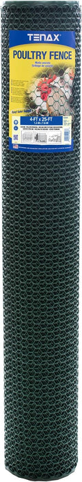 Tenax Poultry Fence - Durable Plastic Poultry Fencing - 4 ft x 25 ft - Green Plastic