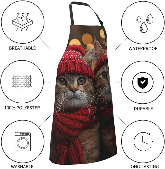 Kitchen Aprons for Men Women Waterproof Apron with 2 Pockets Cool Steampunk Gears Apron Adjustable Bib Aprons