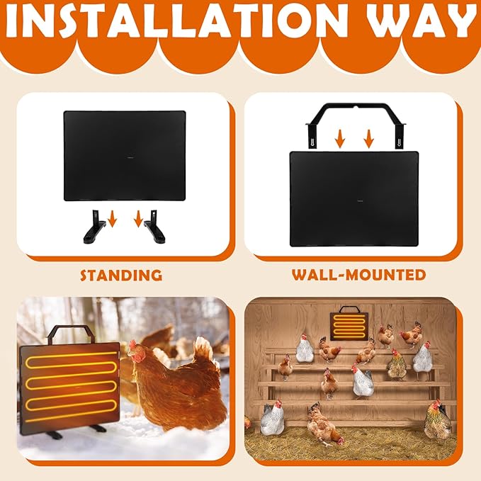 Chicken Coop Heater for Winter 15.7x11.8 Inch 160W Radiant Heat Panel Fire Proof Adjustable Temp Brooder Heat Plate for Chicken Kitten Puppy Pets Animals