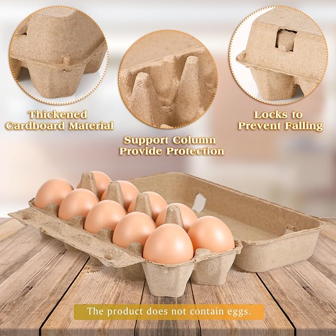 Nuenen 200 Pieces Egg Cartons Bulk Cardboard Blank Light Egg Cartons Empty Container Tray for Farm Market Family Kitchen(2 x 5 Style)