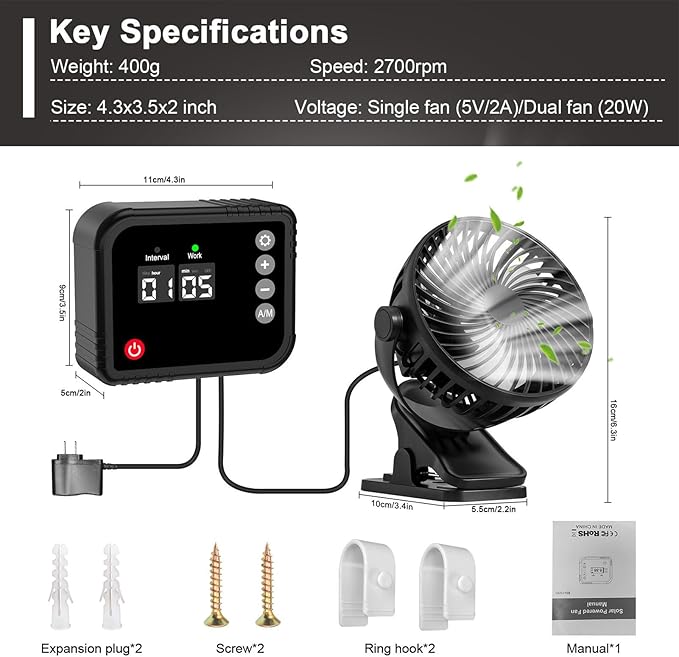Grow Tent Fan - 360° Swivel Extractor Fan Adjustable Ventilation Device High Air Blower | For Bathroom, Kitchen, Garage, Greenhouse, Bedroom, Shed, P