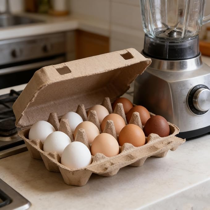 KEILEOHO 15 Pack Eggs Cartons Bulk, Blank Natural Pulp Egg Cartons Holds 15 Eggs, 3x5 Style Egg Storage Containers Holder