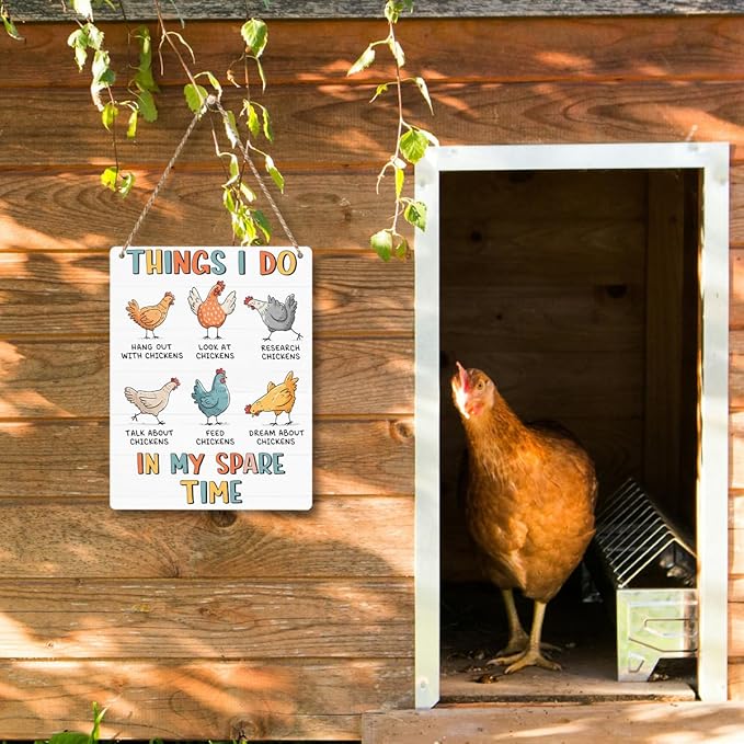 Chicken Gifts Sign Funny Chicken Coop Accessories Chicken Signs Rooster Humor Decor for Home Farm Chicken-Coop Kitchen Garden Yard Country Decor 8x10 Inch