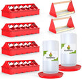 8Pcs Chick Feeder and Waterer Kit, Baby Chicken Supplies with Chicks Perch, Plastic Feeder Trough and 1.2L Waterer