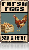 Rustic Farm Fresh Eggs Sold Here Tin Signs Vintage Country Chicken Hen Rooster Egg Metal Sign Funny Chicken Coop Metal Poster 12x16 Inch