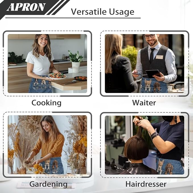 Waist Apron with 3 Pockets Waterproof 13 Inch Short Half Waist Aprons Women Men Server Aprons Waitress Waiter Apron
