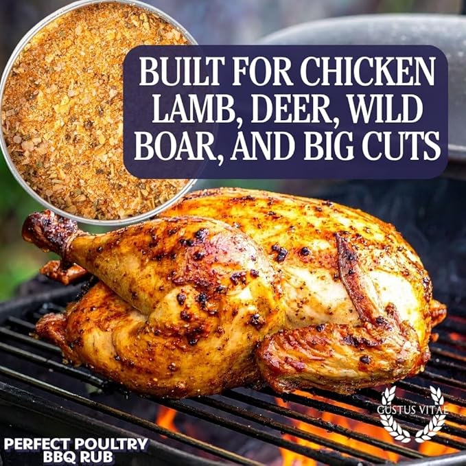 Perfect Poultry BBQ Rub | Gourmet Seasoning | Artisanal Spice Blend | 7.5 oz (212g) | All Natural | Non GMO | Small Batch | No MSG or Artificial Ingredients | Bougie BBQ | Gustus Vitae | #806
