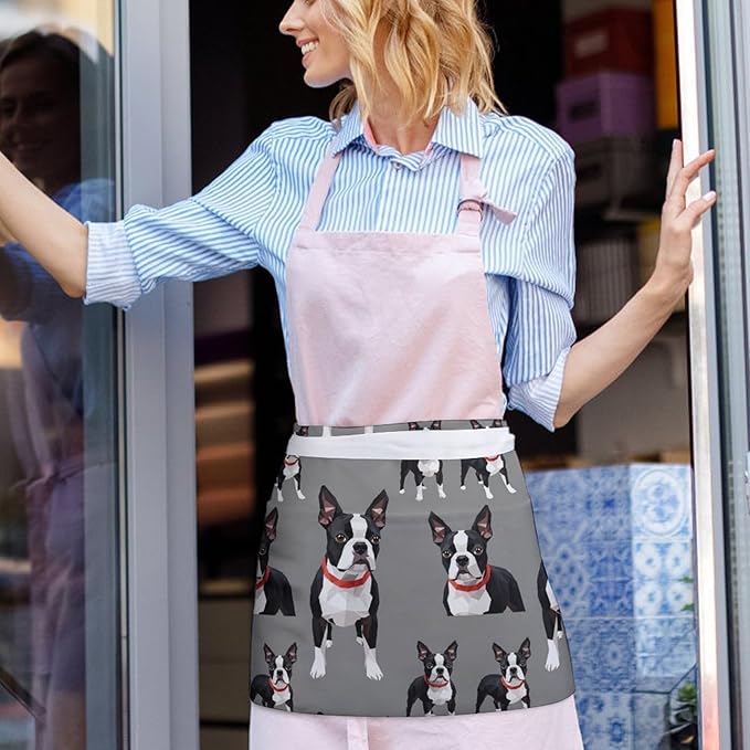 Server Apron with 3 Pockets Waist Waiter Waitress Half Apron Short Aprons