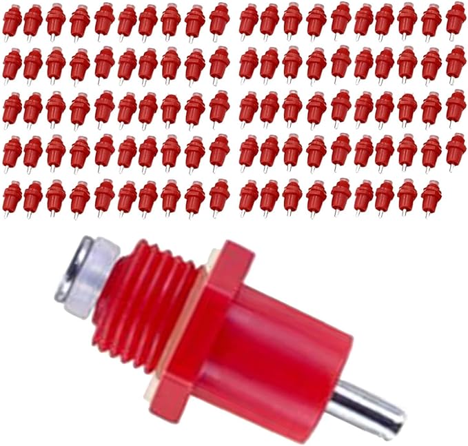 100Pcs Automatic Poultry Drinker Chicken Nipple Drinking Dispenser Screw Style Red Wear Resistant for Farm Poultry Watering System Waterer
