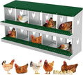 TrailBlaze Metal Chicken Nesting Boxes, Chicken Egg Laying Box with 10 Compartments, Large Vented Holes Chicken Coop with Rollout Egg Collection, Wall Mount Coops for Chickens, Hens (Green)