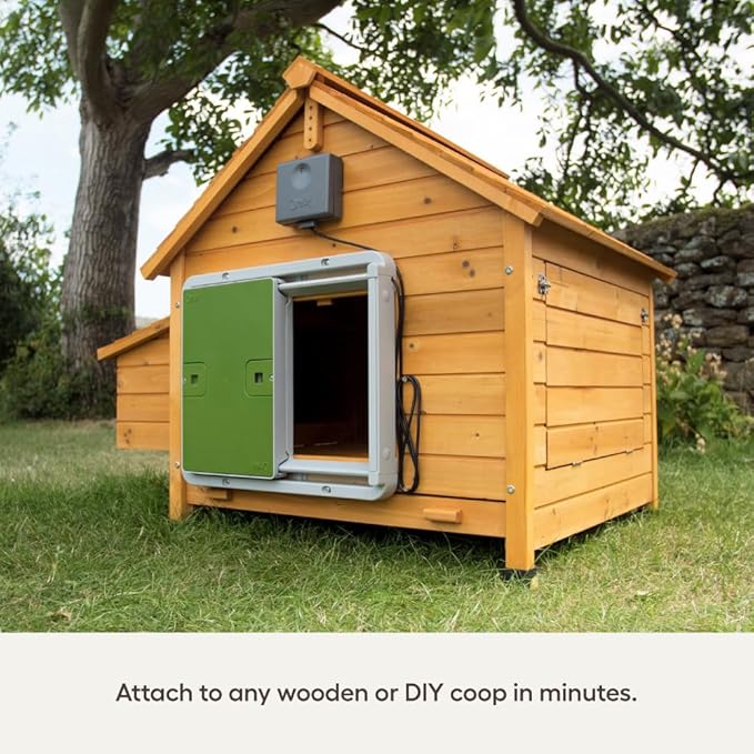 Omlet Smart Automatic Chicken Coop Door Opener | Wi-Fi Enabled | Programmable with App | Operated by Light Sensor or Timer | Easy to Install | Mains or Battery Powered | Built-in Safety Sensors Green