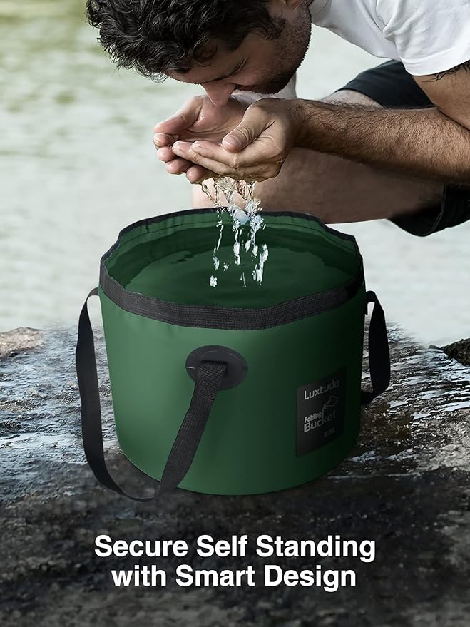 Luxtude Collapsible Bucket with Handle, Portable 5 Gallon Bucket for Camping, Fishing, Beach, Gardening, RV & Outdoor Emergency, Heavy-Duty & Ultra Lightweight Water Storage Container