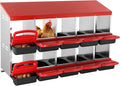 VEVOR Chicken Nest Box, 10-Compartment, 30 to 45 in Stable & Corrosion-Resistant Mental Nesting Boxes with Inclined Nesting Boxes, Bottom Holes & Resting Platform, Fit for Different Chicken Breeds
