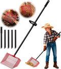 Chicken Poop Scooper with 12" Wide Heavy Duty Litter Shovel and Adjustable 25–73" Steel Handle, Multi-Section Detachable Pole Poop Rake for Easy Chicken Coop Cleaning, Durable Metal Accessories