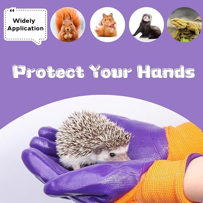 Sugar Glider Gloves Anti-Scratch Reptile Touch Handling with Coating Safety Gloves for Hedgehog