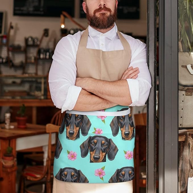 Unisex Chef Waiter Apron Waist Half Short Serving Aprons with 3 Pockets