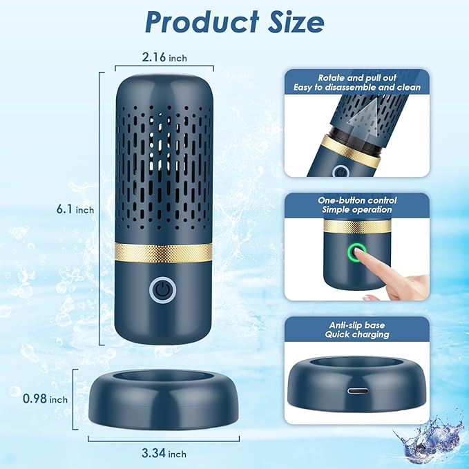 Cudinham Fruit and Vegetable Purifier Cleaner Washing Machine Upgraded Capsule Shape Disinfection OH-ion Purification Technology for Cleaning Grains Rice Meat Seafood, Blue Ocean