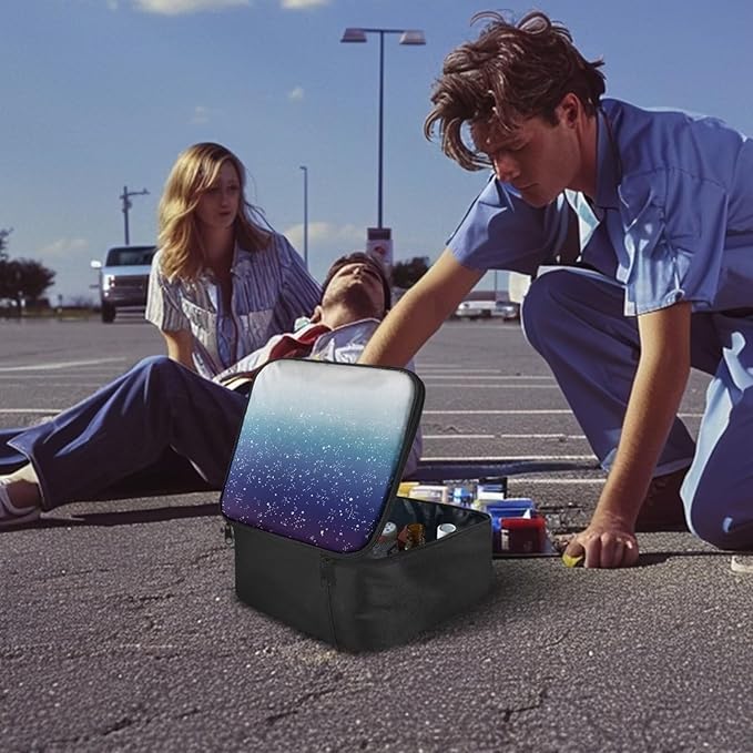 Rnyleeg Christmas First Aid Bags Empty First Aid Kit for Car First Responder Bag Empty Emergency Medicine Tote Bag Snowflake Blue White