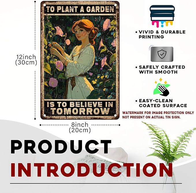 ARTWALLURE Vintage Garden Metal Sign Gardening Because Murder Is Wrong Retro Iron Painting Rustic Gardening Wall Decor for Woman and Plant Lover for Garden Shed Greenhouse 8x12inch