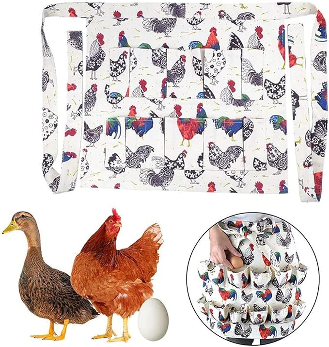 ASkinds Chicken Egg Collection Apron, Egg Holding Aprons with 12 Pockets for Gathering Chicken, Duck, Goose, and Quail Eggs Chicken Farm Aprons