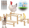 Leinuosen 4 Ladder Large Chicken Perch Ladder for Coop & Brooder Pine Wood Chick Roosting Bars with 4 Black Camping Nails, Poultry Jungle Gym Accessories