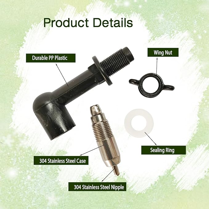 Rabbit Water Nipple Chick Nipple Drinker Metal Chicken Waterer Quail Water Nipples No Freeze Rodent Stainless Steel Drinker