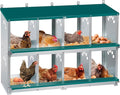 Chicken Nesting Box, 8 Compartment Metal Nesting Box, Wall Mountable Nesting Boxes for Chicken, 42.5" L x 13.0" W x 25.0" H, Green