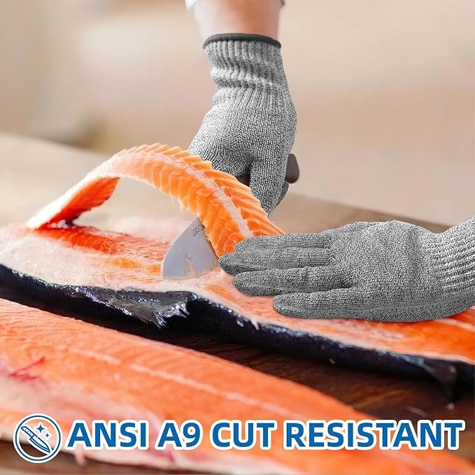 Schwer SlicePro ANSI A9 Cut Resistant Gloves, Food Grade Cutting Gloves for Kitchen Food Prep, Mandoline Gloves for Meat Cutting, Oyster Shucking, Fish Fillet Processing, PR1501-G, 2 Pairs, S