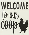 JennyGems Welcome To Our Coop Wooden Sign, Chicken Signs for Chicken Lovers, Farmhouse Decor Wall Hanging, Made in USA