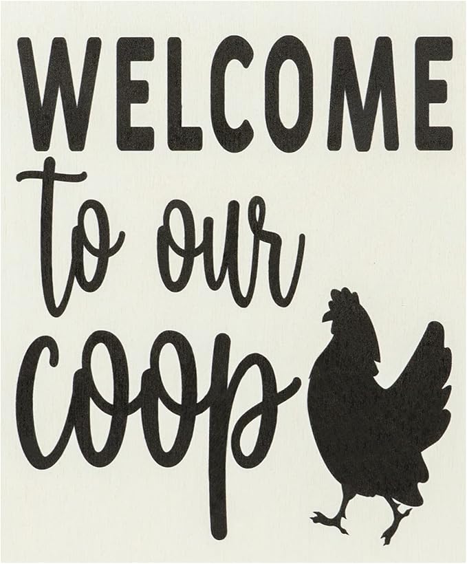 JennyGems Welcome To Our Coop Wooden Sign, Chicken Signs for Chicken Lovers, Farmhouse Decor Wall Hanging, Made in USA