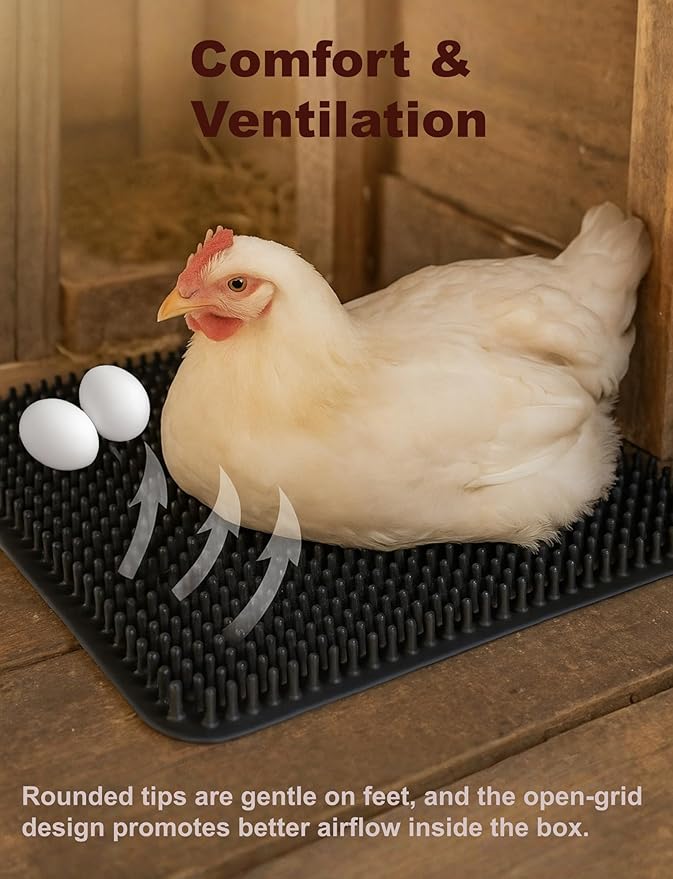 6-Pack Washable Chicken Nesting Pads for Chicken Coop, 13x11in Reusable Nest Box Liners, Trim-to-Fit Open-Grid Bedding for Cleaner Eggs, Heavy-Duty Poultry Supplies (Black)