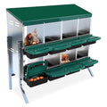 Garvee Chicken Nesting Boxes, 8 Hole Metal Chicken Laying Box with Removable Trays and Roll Out Egg Collection for Chicken Coop, with Metal Legs, Green