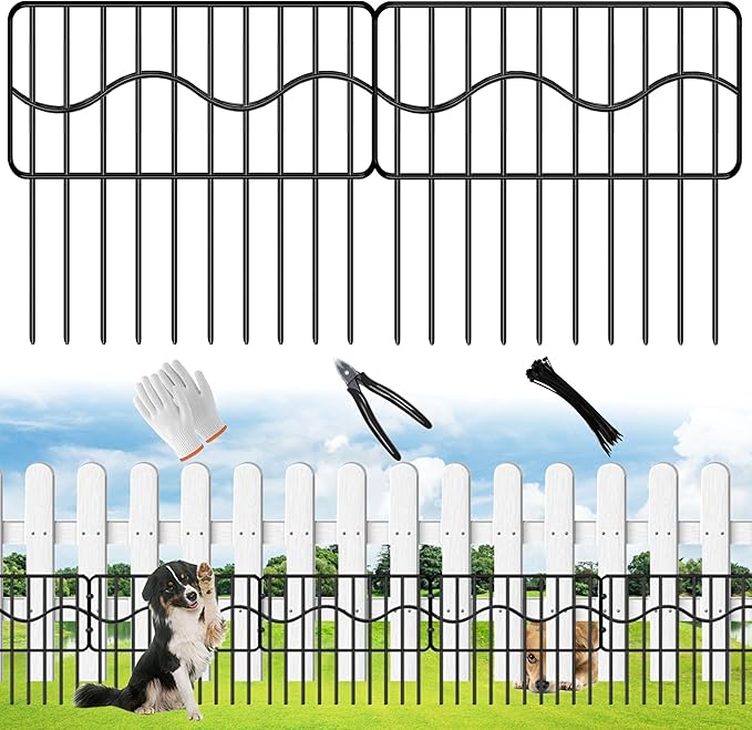 40ft(L) x 13in(H) Garden Animal Barrier Fence, 28panels No Dig Fences, Small Dog Fence Barrier, Animal Barrier Rabbit Fencing Rustproof Metal Decorative Border for Outdoor Garden