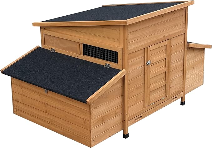 RUNVA Chicken Coop, Large Wooden Chicken Hutch with 6 Nesting Boxes, Outdoor Hen House,Small Animal Cages, Duck Houses