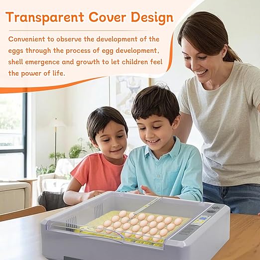 Automatic Egg Incubator, Automatic Egg Turner with Thermometer Control & Humidity Control, Egg Candler, 360°View,Incubator for Hatching Chicks-36 Egg Capacity