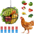 Hanging Chicken Feeder,7.1 Inch Large Sturdy Chicken Vegetable Hanging Feeder,Hanging Chicken Veggie Treat Ball,Chicken Treat Holder.