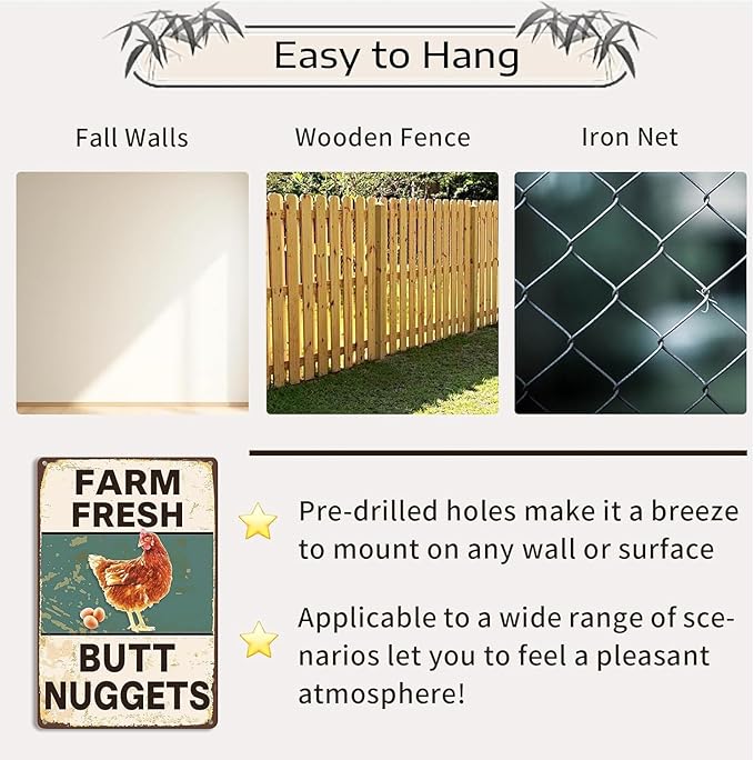 Metal Chicken Coop Sign, Funny Chicken Gifts, Tin Sign for Home Farm Chicken Coop Farmhouse Kitchen Garden Decor 8 X 12 Inch