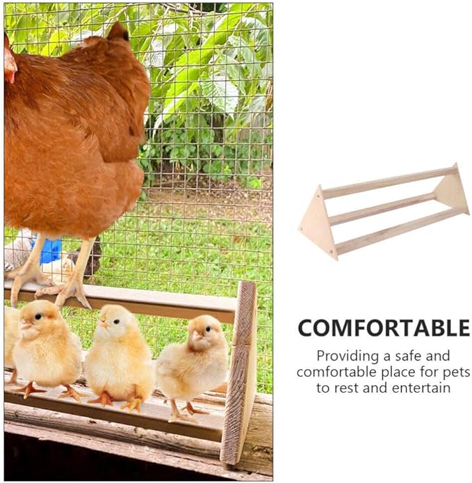 POPETPOP Chicken Perch - Wooden Chicken Roosting Bar Bird Perch Coop Accessories Chick Stand Trainning Toy Coop Toys for Hens Chicks Birds
