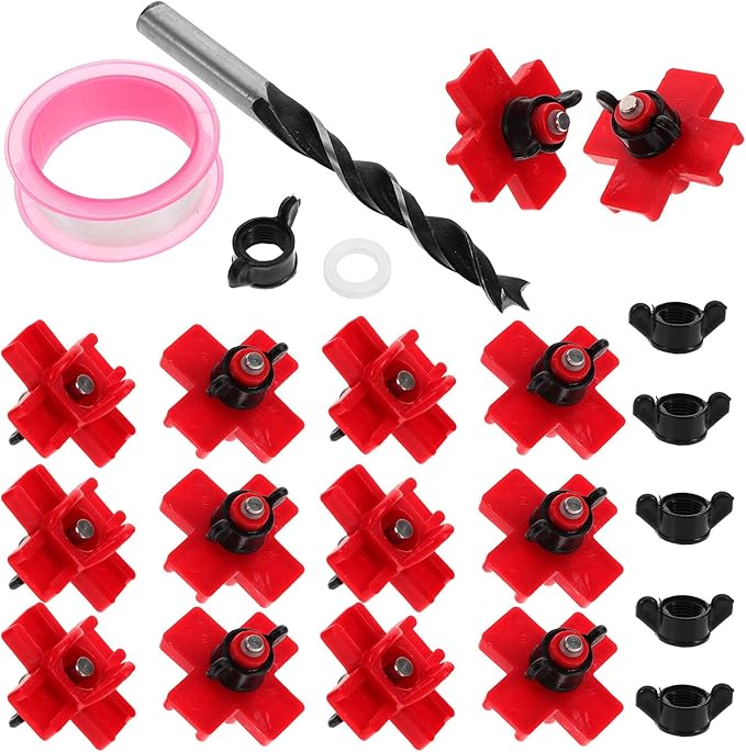 COHEALI 12pcs Automatic Chicken Waterer Nipples with Drill Bits Leakproof Poultry Watering System for Coop Side Mount Plastic and Stainless Steel Outdoor Use