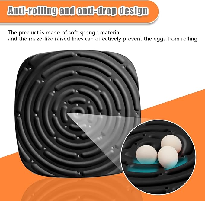 Skimzy Chicken Nesting Box Pads, 12 x 12 in Washable Reusable Nest Box Liners, 4-Pack, Breathable Drainage Design, Black