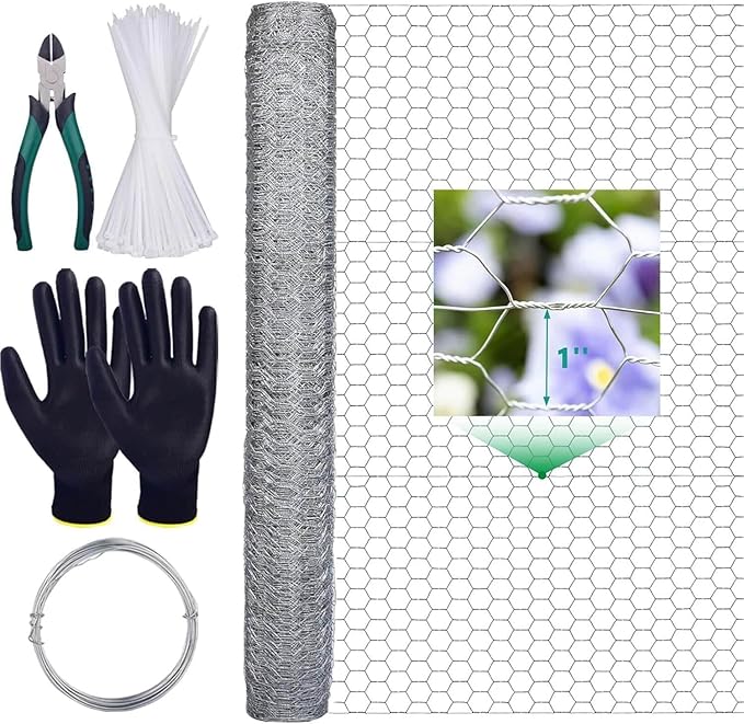 Chicken Wire 3ft x 100ft Chicken Wire Fencing 36, 1 in Chicken Wire Mesh, 21 Ga. Thick Double Galvanized Layer Anti-Rust Chicken Fence, Floral Chicken Wire Roll for Crafts, Barrier for Garden