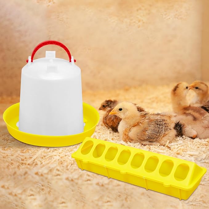 12 Pack Chicken Feeder and Waterer Set Bird Small Poultry Feeder Flip Top Bird Small Poultry Feeding for Pigeon Chick Drinker Duckling Quail Feeding Dispenser(1 L,Yellow)
