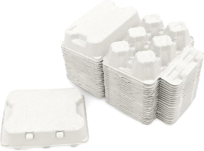 Henlay White Half Dozen Duck Egg Cartons – Holds 6 Jumbo Eggs – Blank Top for Custom Labels – Eco-Friendly Paper Pulp – Ideal for Farm Fresh or Backyard Eggs - 20 Pack
