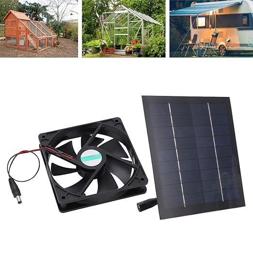Solar Panel Fan Kit, 20W Exhaust Fan for Kitchens, Greenhouses, Pet Houses, Chicken Coops, Trailers, ABS Material, IP65