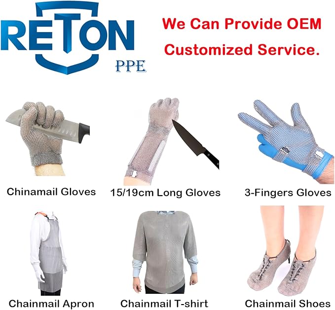 Highest Level Cut Resistant Gloves Food Grade,Chainmail Gloves for Cutting Meat&Food,Spring Wristband,Stainless Steel Metal Mesh Glove,Safety Work Cut Proof Glove for Chef/Butcher(S)